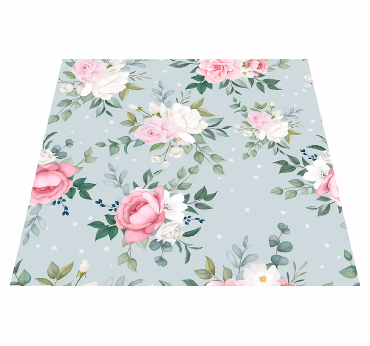 Covor vinil cu aspect de natura flori albastre și roz - TenStickers