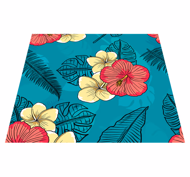 Covor vinil cu aspect de natura flori hawaiene - TenStickers