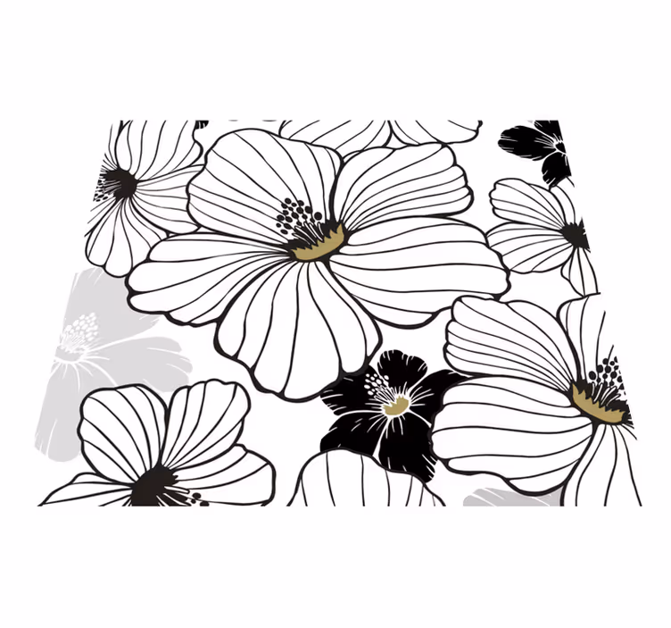 Covor vinil cu aspect de natura model floare hibiscus albă - TenStickers