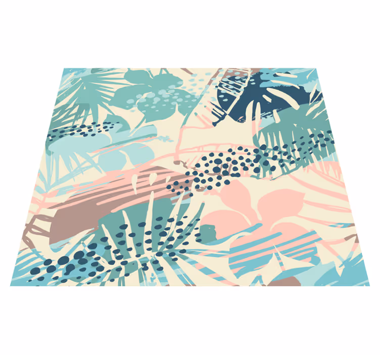 Covor vinil cu aspect de natura design tropical cu flori - TenStickers