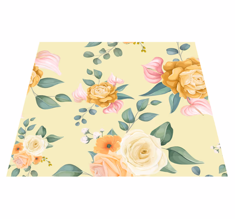 Covor vinil cu aspect de natura flori galbene vintage - TenStickers