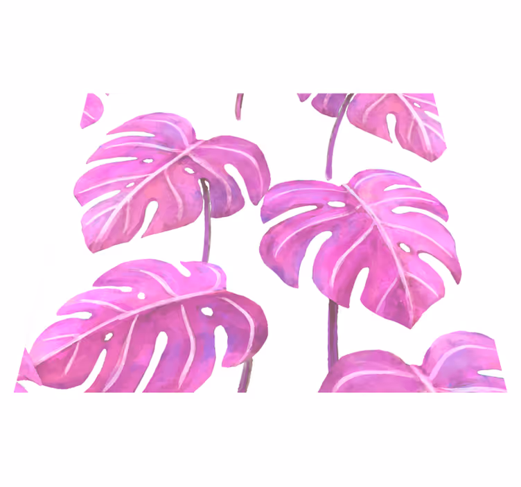 Covor vinil cu aspect de natura monstera roz pictată - TenStickers