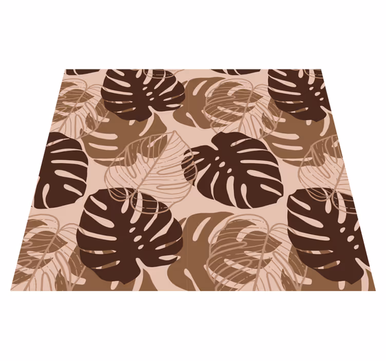 Covor vinil cu aspect de natura monstera deliciosa maro - TenStickers