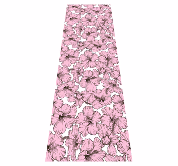 Covor vinil cu aspect de natura model hibiscus roz - TenStickers