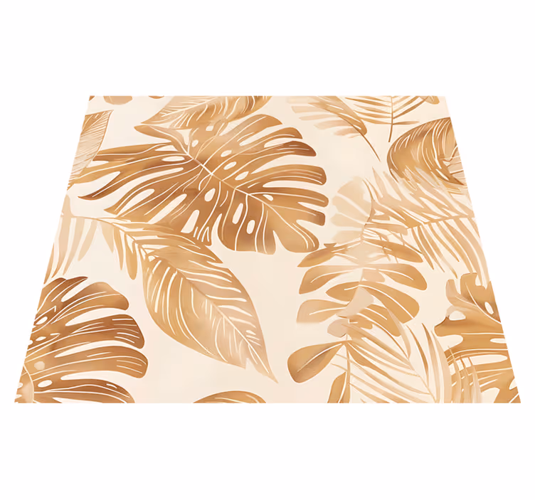 Covor vinil cu aspect de natura model frunze mari bej - TenStickers