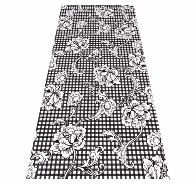 Covor de vinil epocă cu model gingham alb-negru - TenStickers