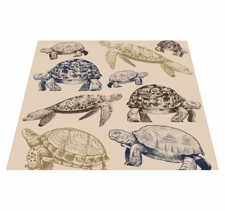 Covor vinil animal broaște țestoase pe fundal bej - TenStickers