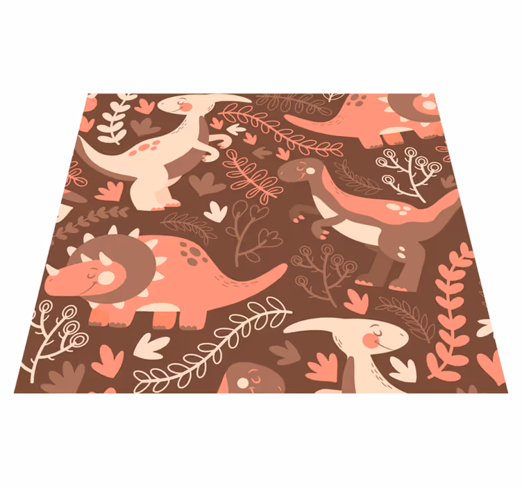 Covor vinil animal tapet cu dinozauri și frunze - TenStickers