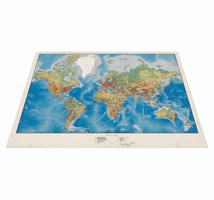 Covor de vinil harta lumii mercator - TenStickers