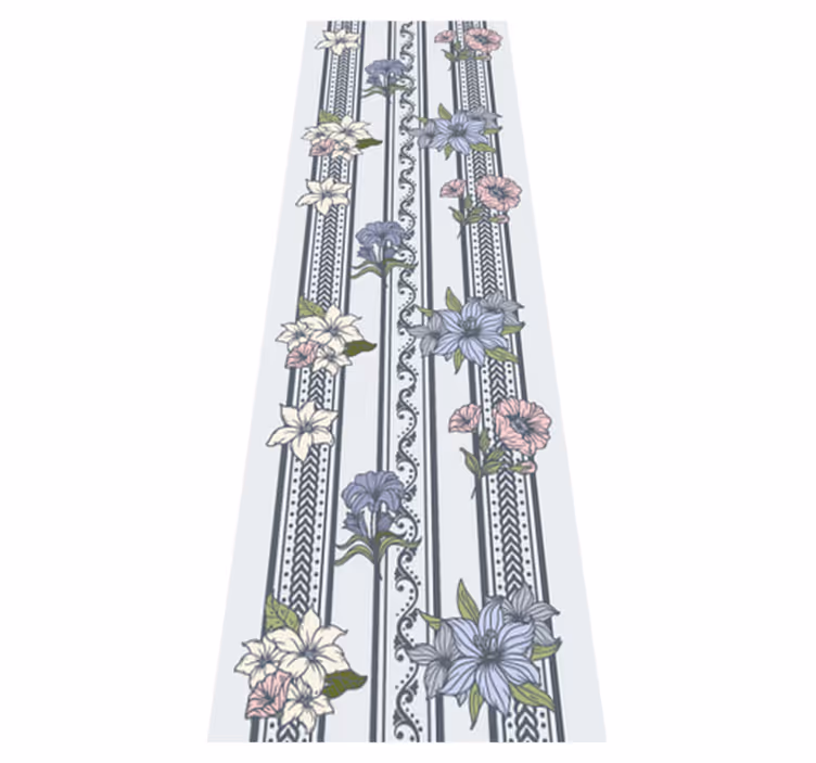 Covor de vinil epocă design cu dungi florale vintage - TenStickers
