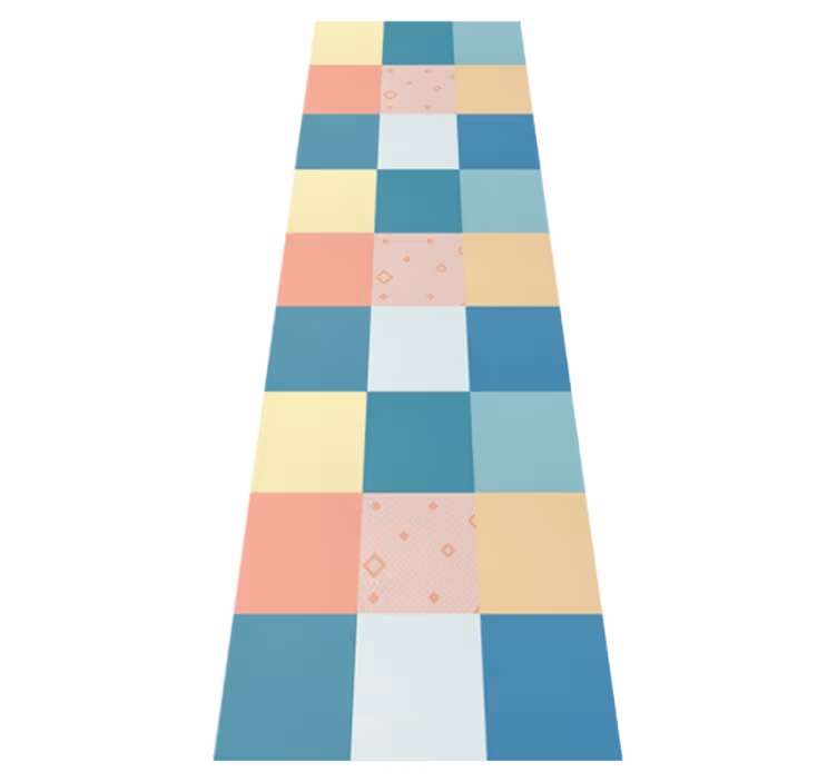 Covor de vinil epocă cu model retro colorat patchwork - TenStickers