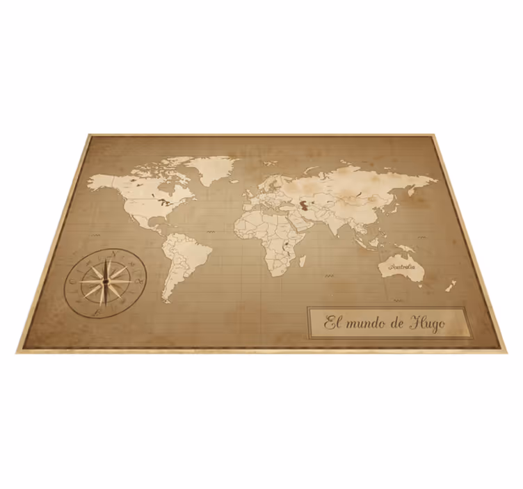 Covor de vinil harta lumii fotomural vintage personalizat - TenStickers