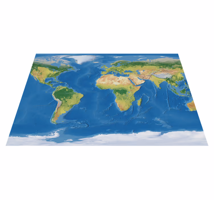 Covor de vinil harta lumii hartă geografică realistă - TenStickers