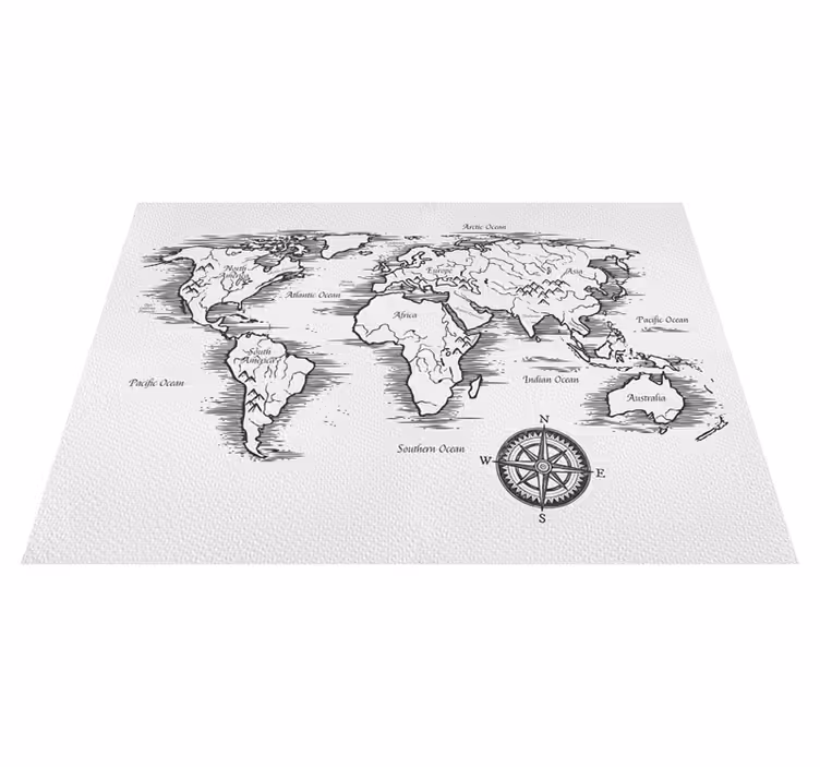 Covor de vinil harta lumii desen elegant al lumii - TenStickers