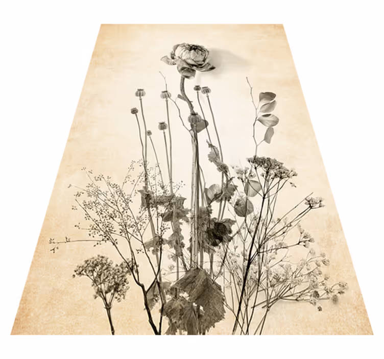 Covor vinil flori și plante buchet de flori pe fundal bej - TenStickers