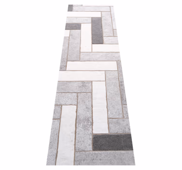 Covor de vinil texturat model herringbone gri-maro rece - TenStickers