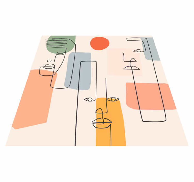 Covor de vinil geometric artă de perete minimală cu fețe - TenStickers