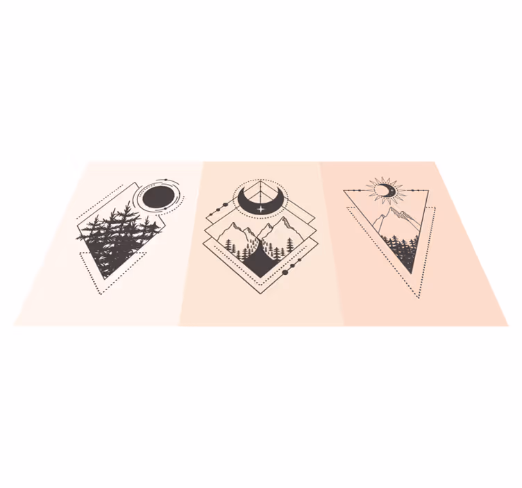 Covor de vinil geometric copac și lună - TenStickers