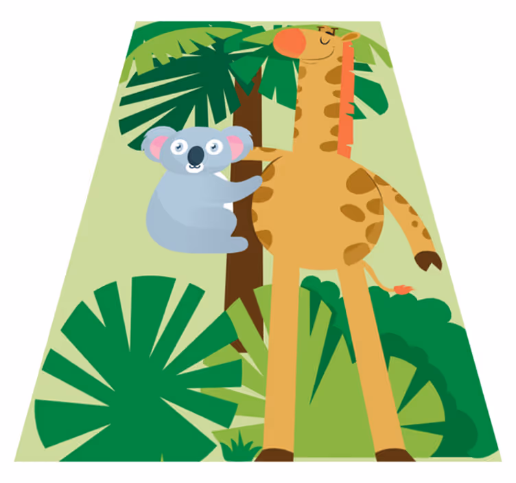 Covor de vinil pentru copii koala îmbrățișând o girafă - TenStickers