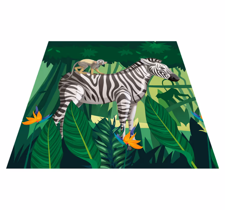 Covor de vinil pentru copii giraffe zebra și maimuță 4 - TenStickers