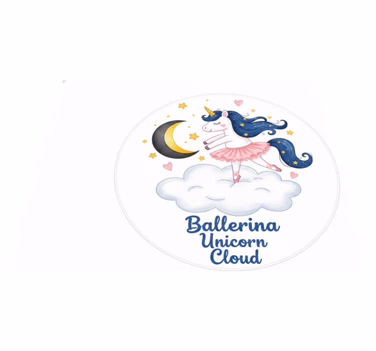Covor de vinil pentru copii cu balerină unicorn pe nor - TenStickers