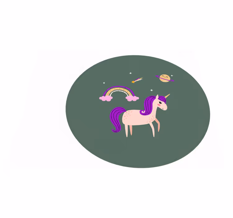 Covor de vinil pentru copii cu unicorni pe fond verde - TenStickers