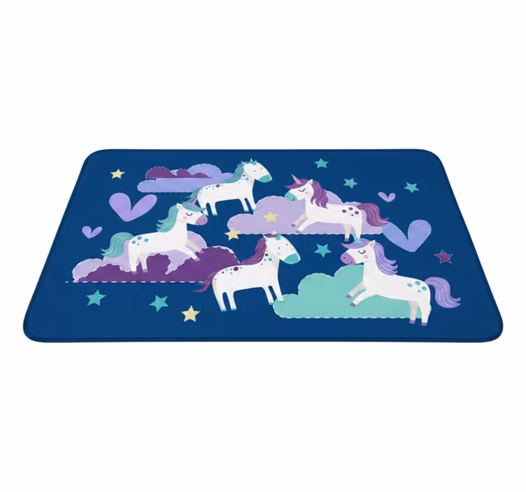 Covor de vinil pentru copii cu unicorni drăguți și nori - TenStickers