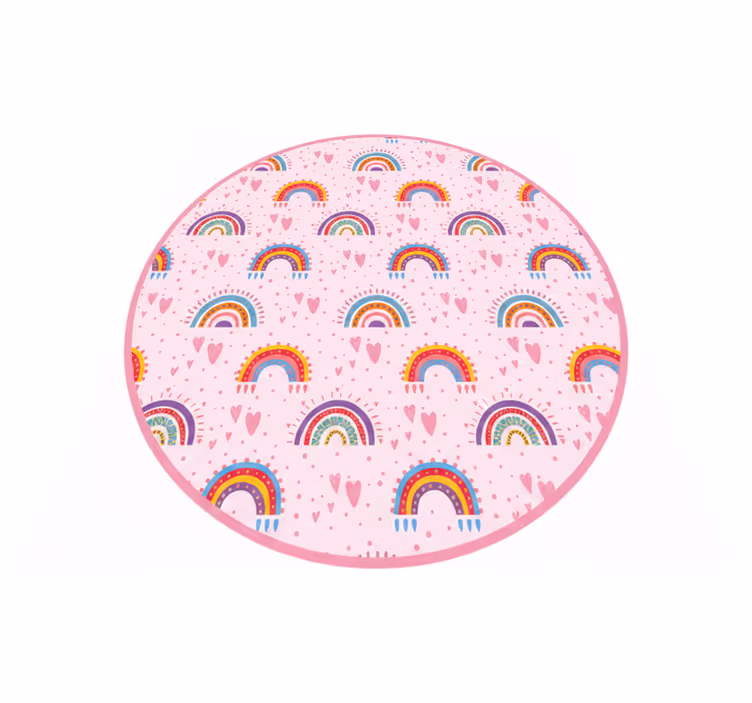 Covor de vinil pentru copii puncte roz și curcubeie colorate - TenStickers