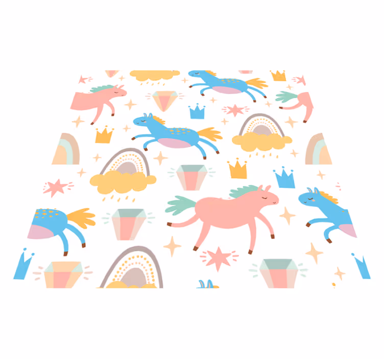 Covor de vinil pentru copii cu unicorni și curcubee - TenStickers