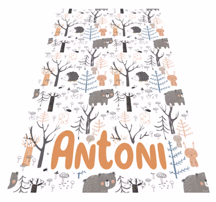 Covor de vinil pentru copii pădure scandinavă cu animale - TenStickers