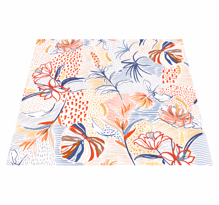 Covor de vinil hol cu model ornamental și floral - TenStickers