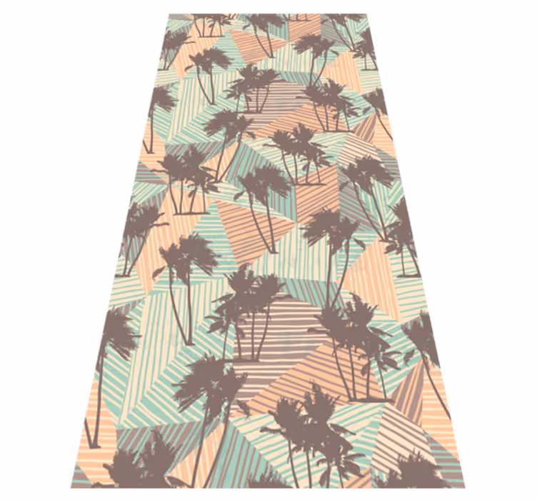 Covor de vinil hol model tropical cu palmieri și triunghiuri - TenStickers