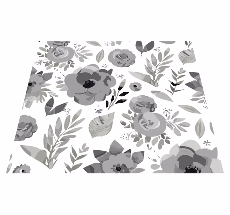 Covor de vinil gri flori aquarella - TenStickers