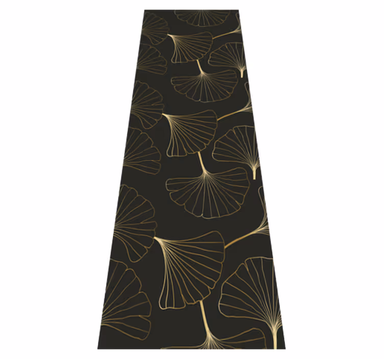 Covor de vinil hol frunze de ginkgo charcoal gold - TenStickers