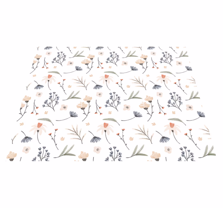 Covor de vinil alb cu model floral acuarelă - TenStickers