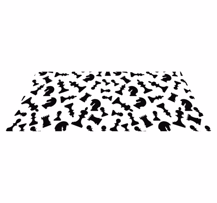 Covor de vinil alb cu piese de șah negre - TenStickers