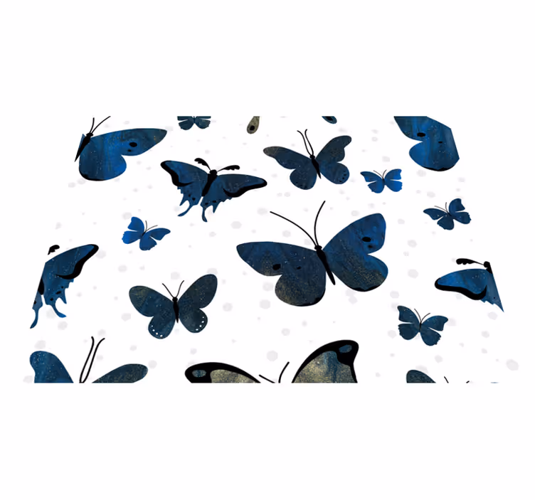 Covor de vinil alb cu aripi de fluture sclipitor albastru - TenStickers