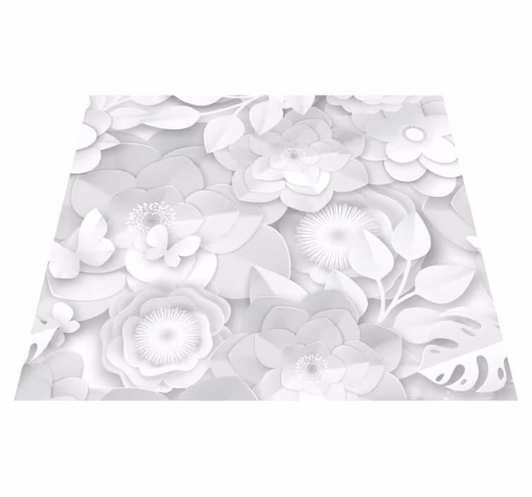 Covor de vinil alb flori albe 3d - TenStickers