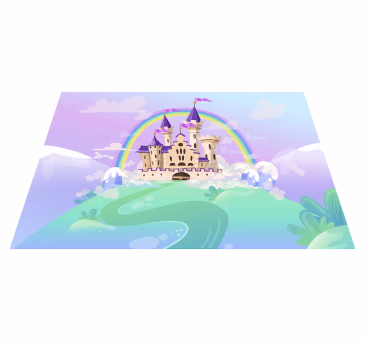 Covor de vinil violet fotomural cu castel de prințesă - TenStickers