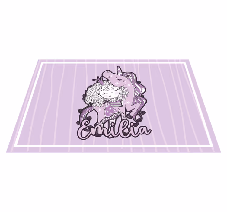 Covor de vinil violet prințesă artistică cu unicorn - TenStickers