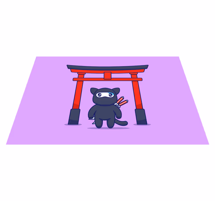 Covor de vinil violet pisica ninja - TenStickers