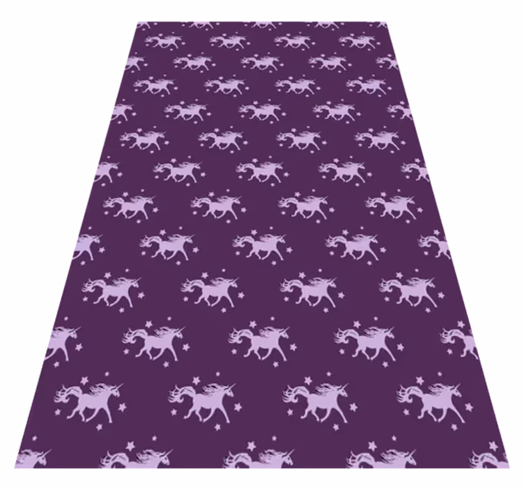 Covor de vinil violet cu unicorni simpli pe fundal violet - TenStickers