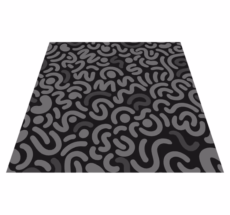 Covor vinil negru linii rotunde abstracte - TenStickers