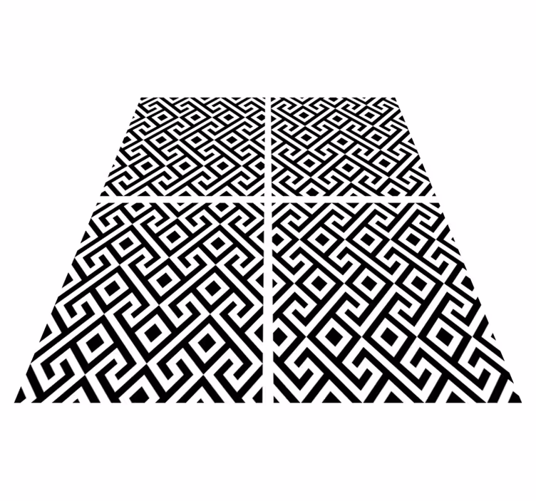 Covor vinil negru cu model geometric alb și negru - TenStickers