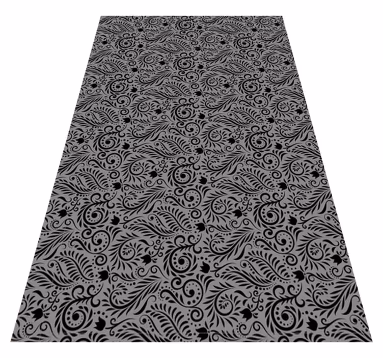 Covor vinil negru cu modele ornate în spirală - TenStickers