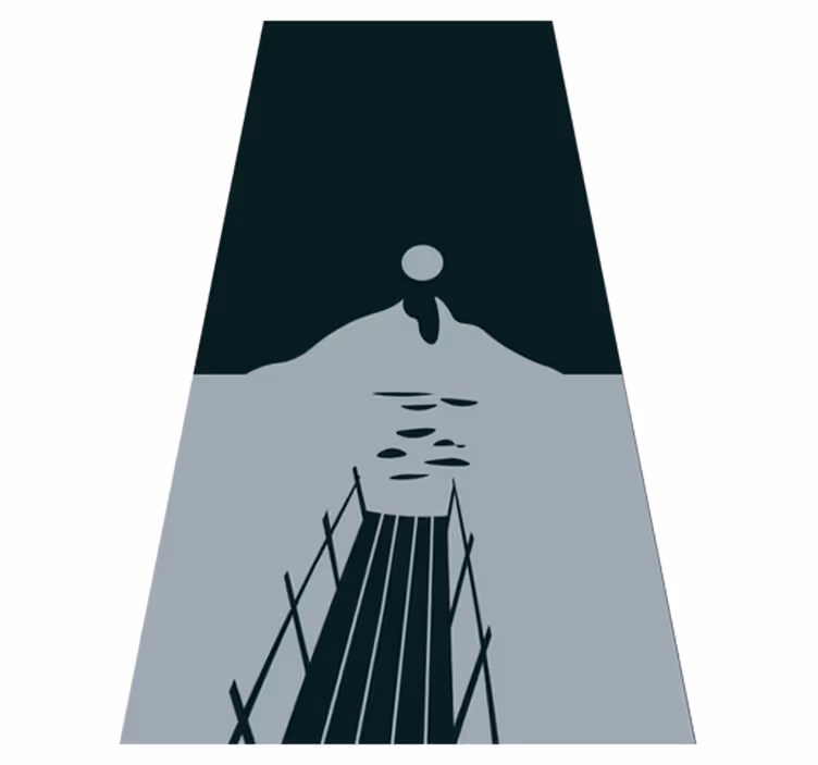 Covor vinil negru ponton din lemn la lac cu munți - TenStickers