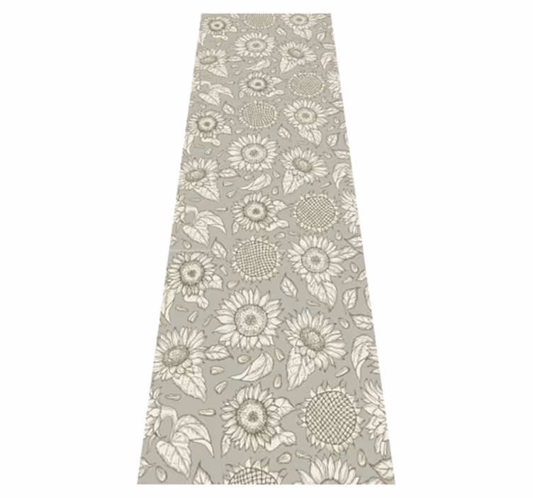 Covor vinil verde flori de soare gri - TenStickers