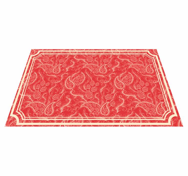 Covor vinil roșu ilustrație paisley - TenStickers