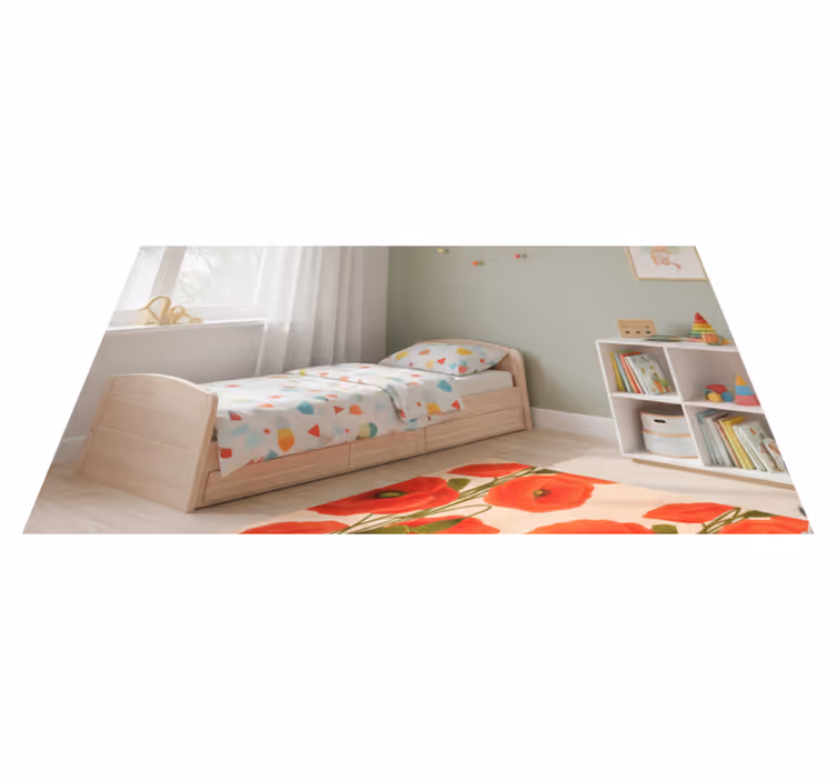 Covor vinil roșu cu model de maci - TenStickers