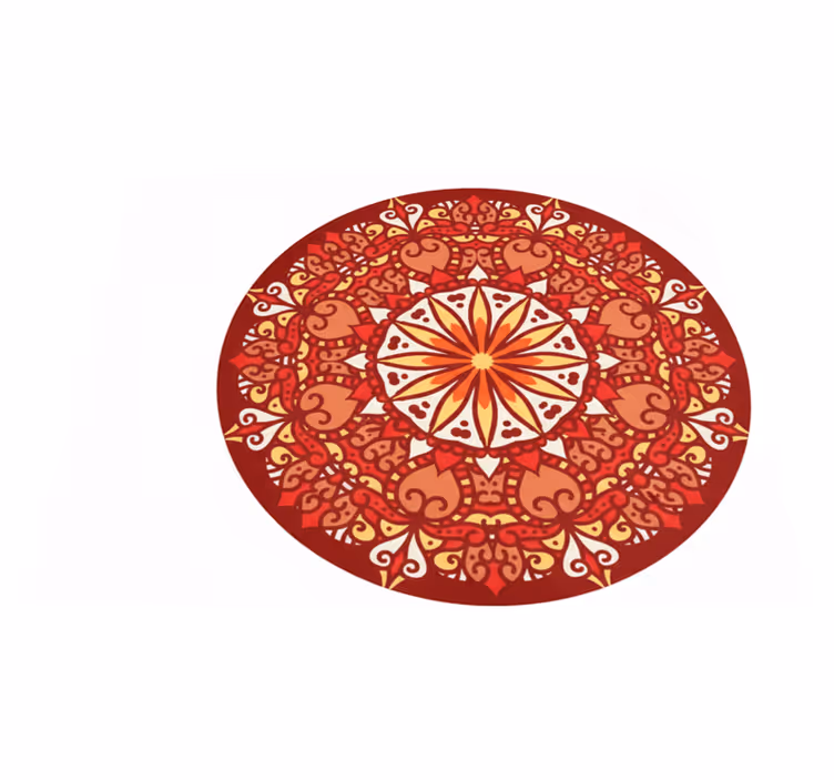 Covor vinil roșu mandala ornamentală colorată de lux - TenStickers